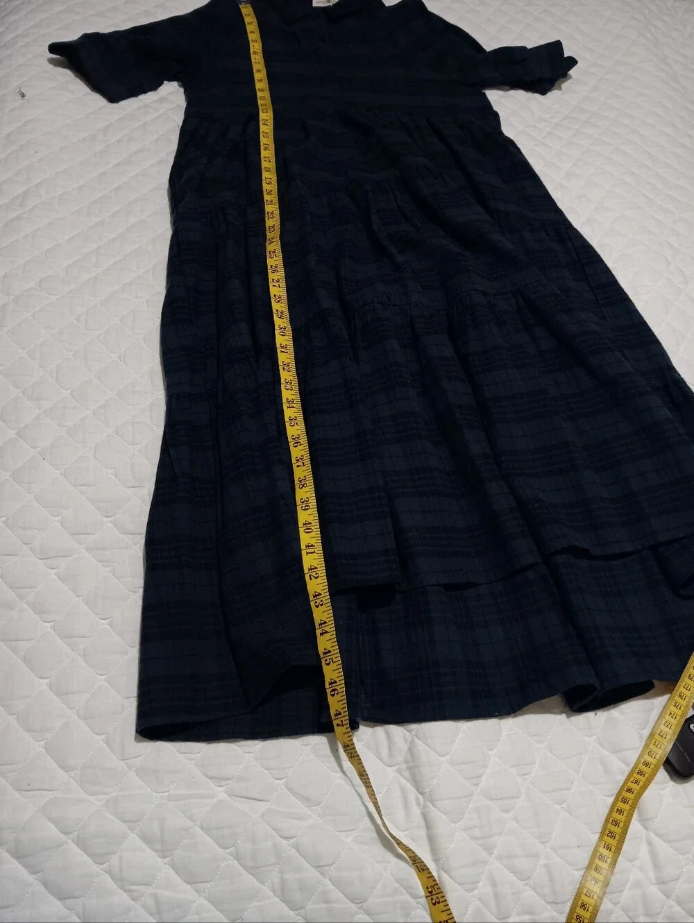 Natural Life Blue Plaid Tiered Midi Dress with Pockets Size M - Picture 9 of 12